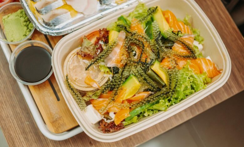 vegetable salad on white plastic container