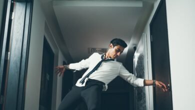 man break dancing on hallway