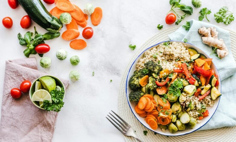 flat lay photography of vegetable salad on plate