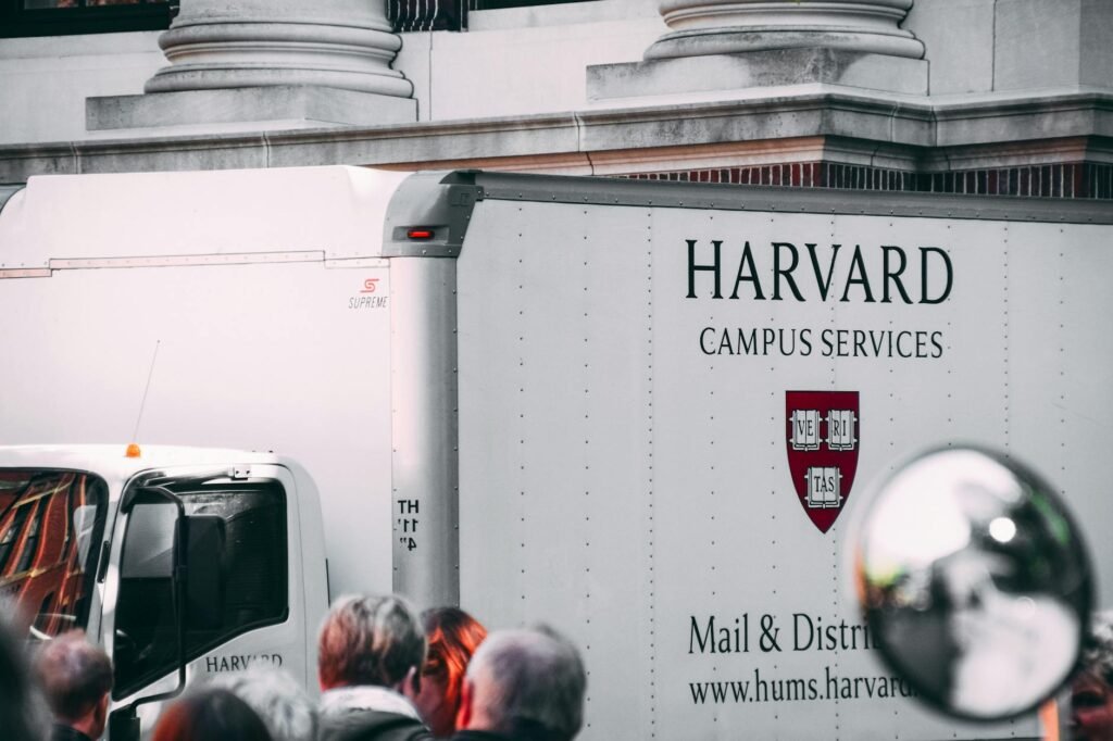 white harvard campus services truck