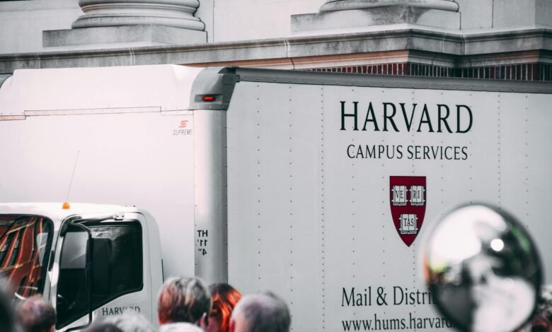 white harvard campus services truck