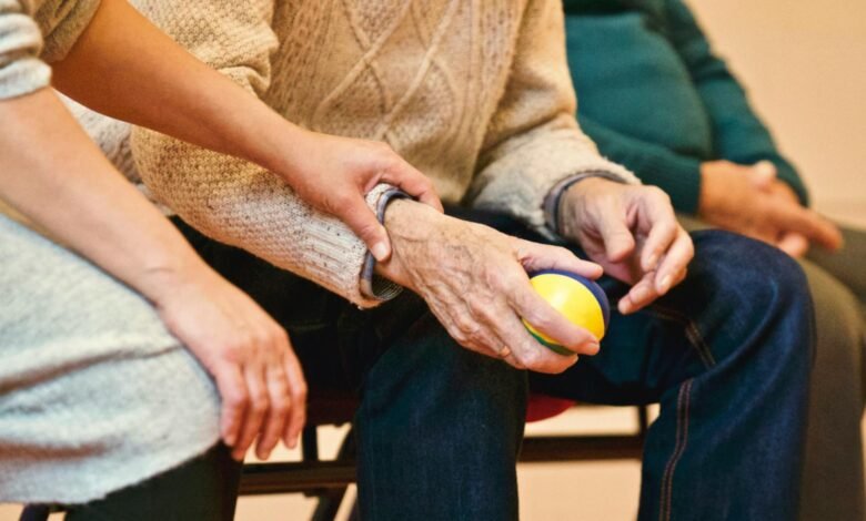 person holding a stress ball