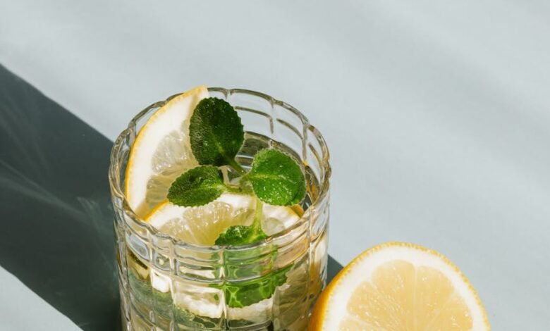 glass of refreshing drink on table