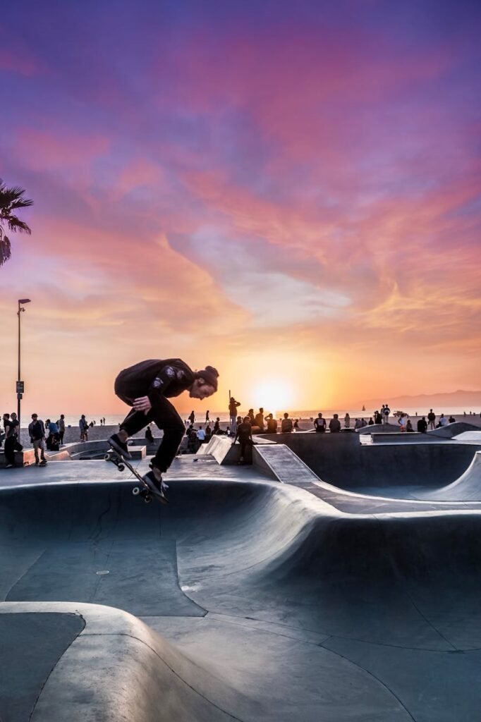 man skating on skate field