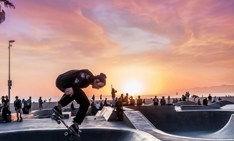 man skating on skate field