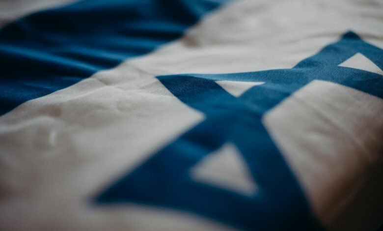 close up of the flag of israel