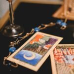 close up of tarot cards on a table