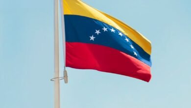 the flag of venezuela on a flag pole